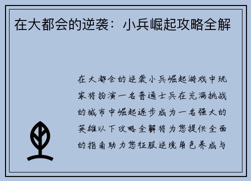 在大都会的逆袭：小兵崛起攻略全解
